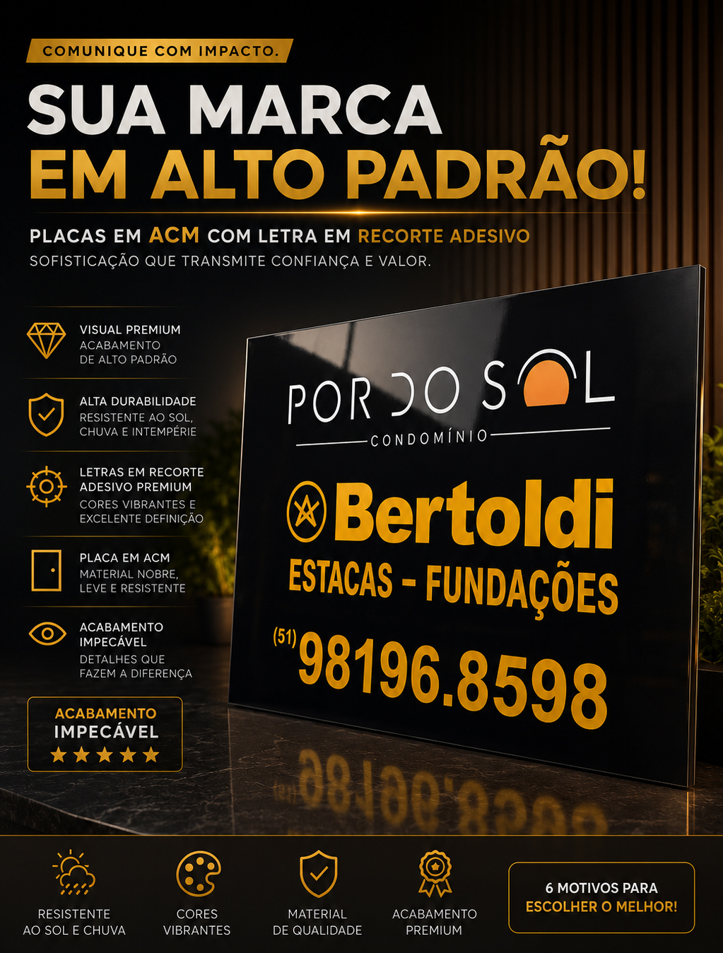 PLACA DE ACM 500 x 150